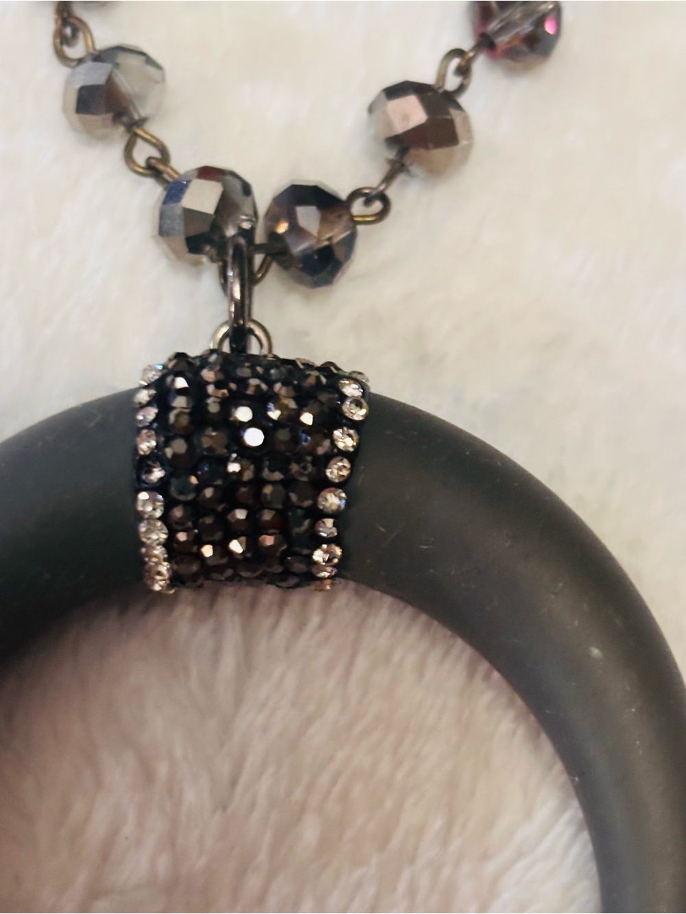 Necklace Boutique Bull Horn Black and Silver rhinestones NWOT - Picture 2 of 6